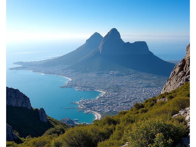 Table Mountain overlooking Cape Town, South Africa, a vibrant city with adventure opportunities.